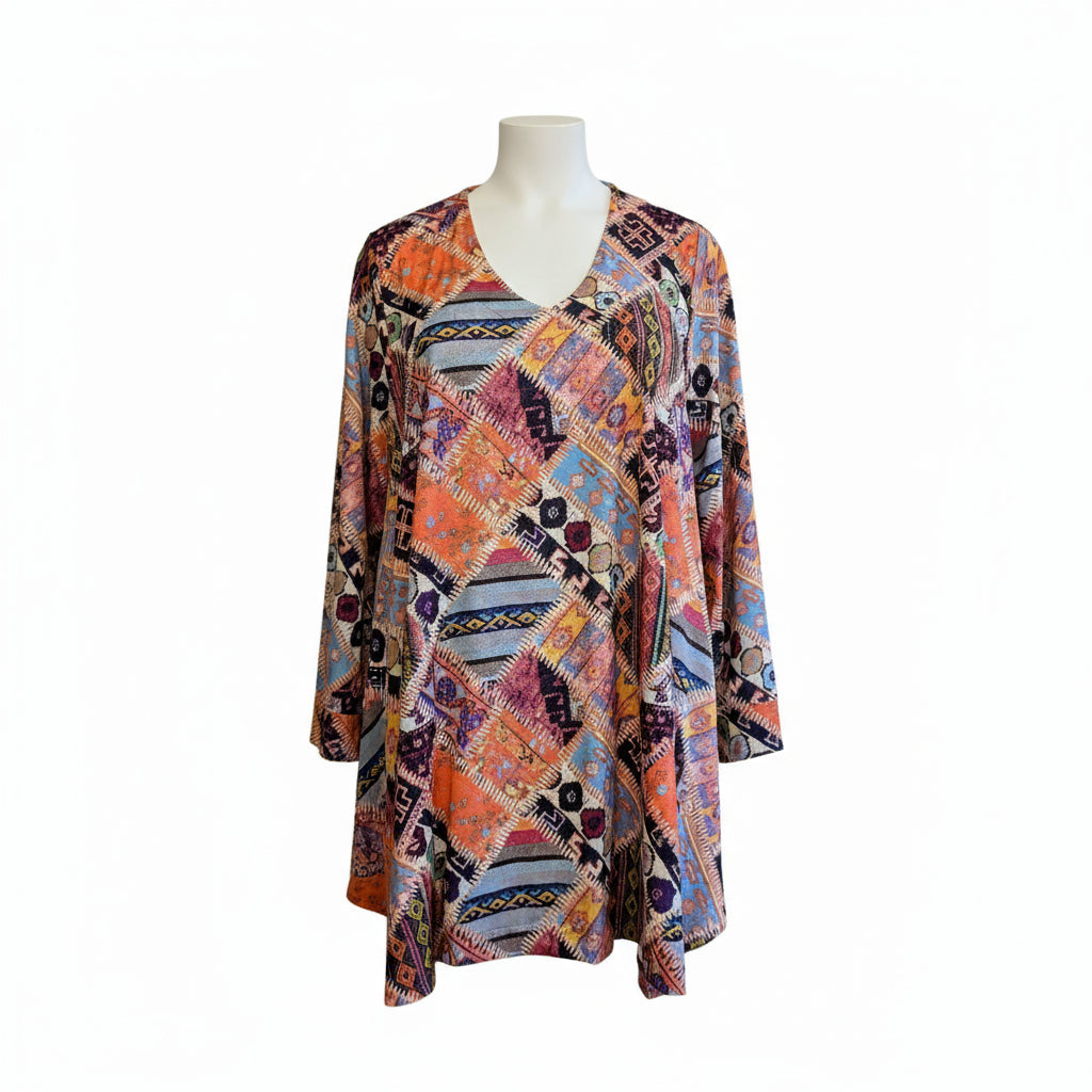 Tunique KATY longue manches longues - Patchwork