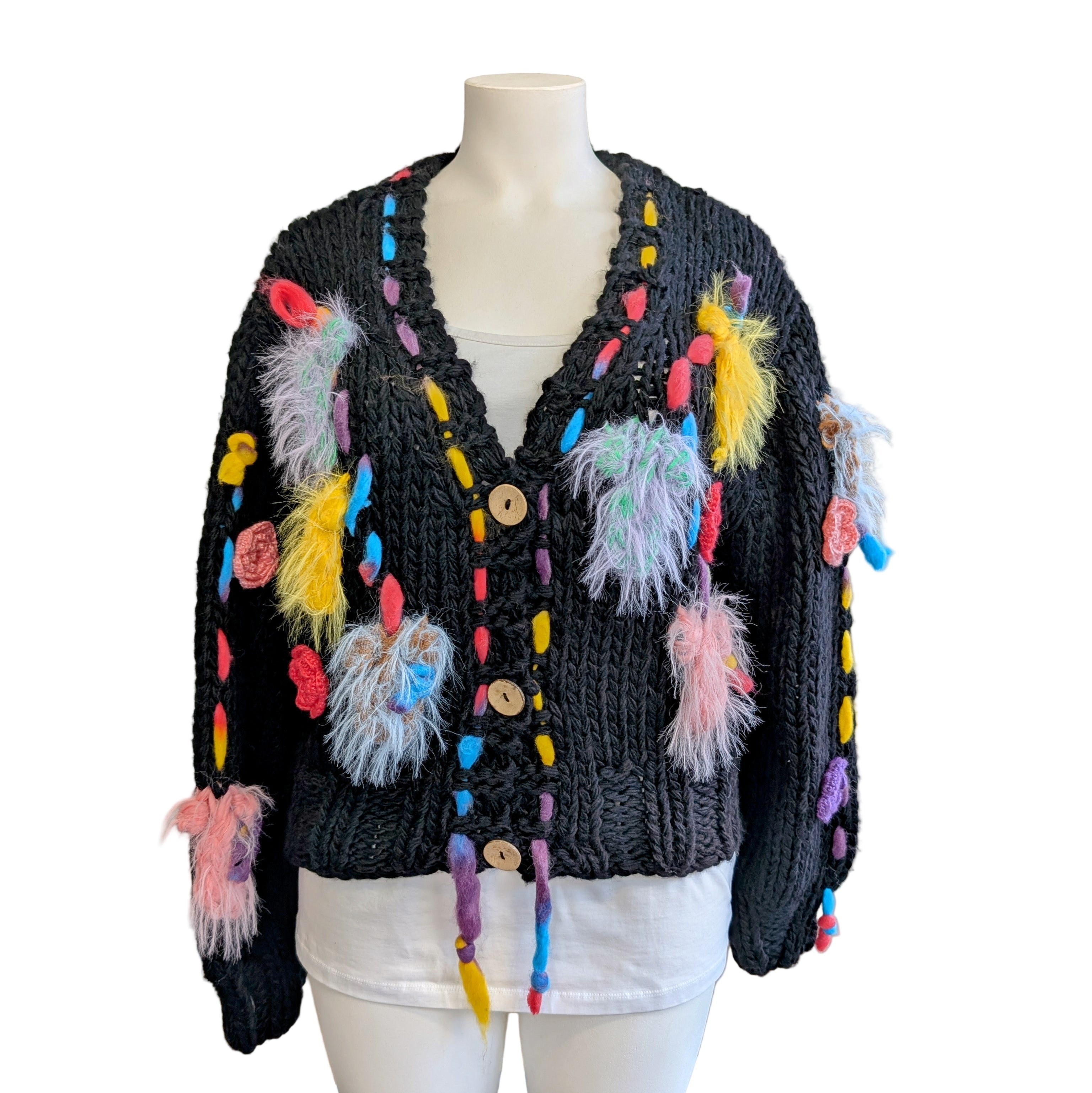 Gilet court coloré  avec fleurs