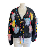 Gilet court coloré  avec fleurs