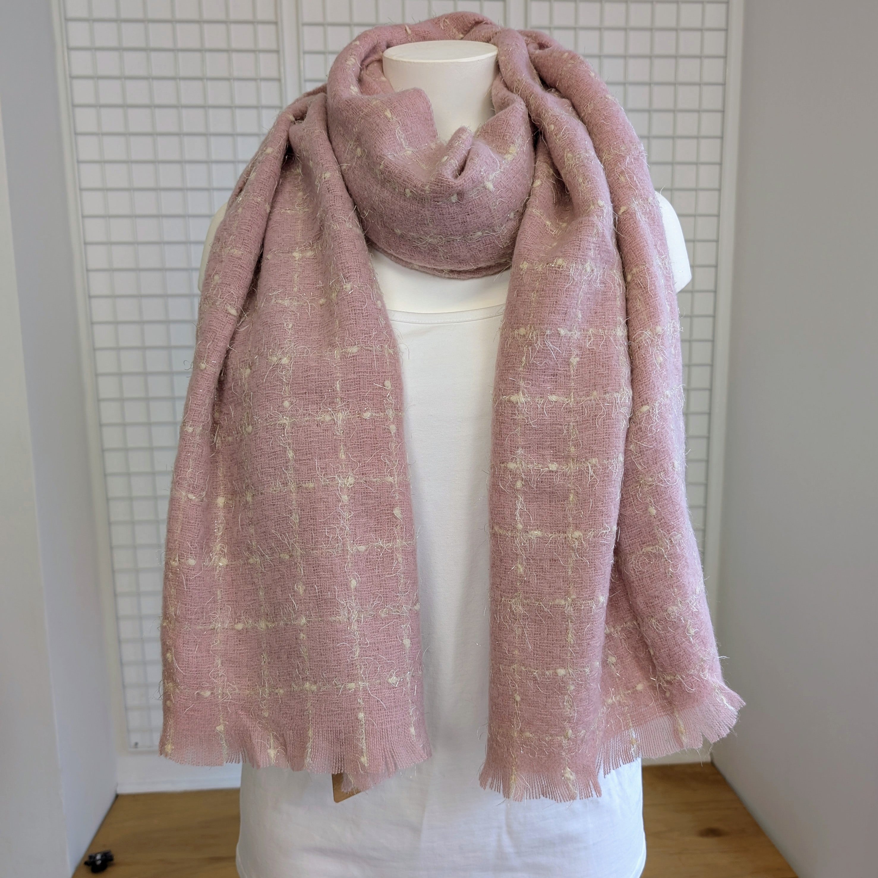 Echarpe bicolore - Vieux rose et écru