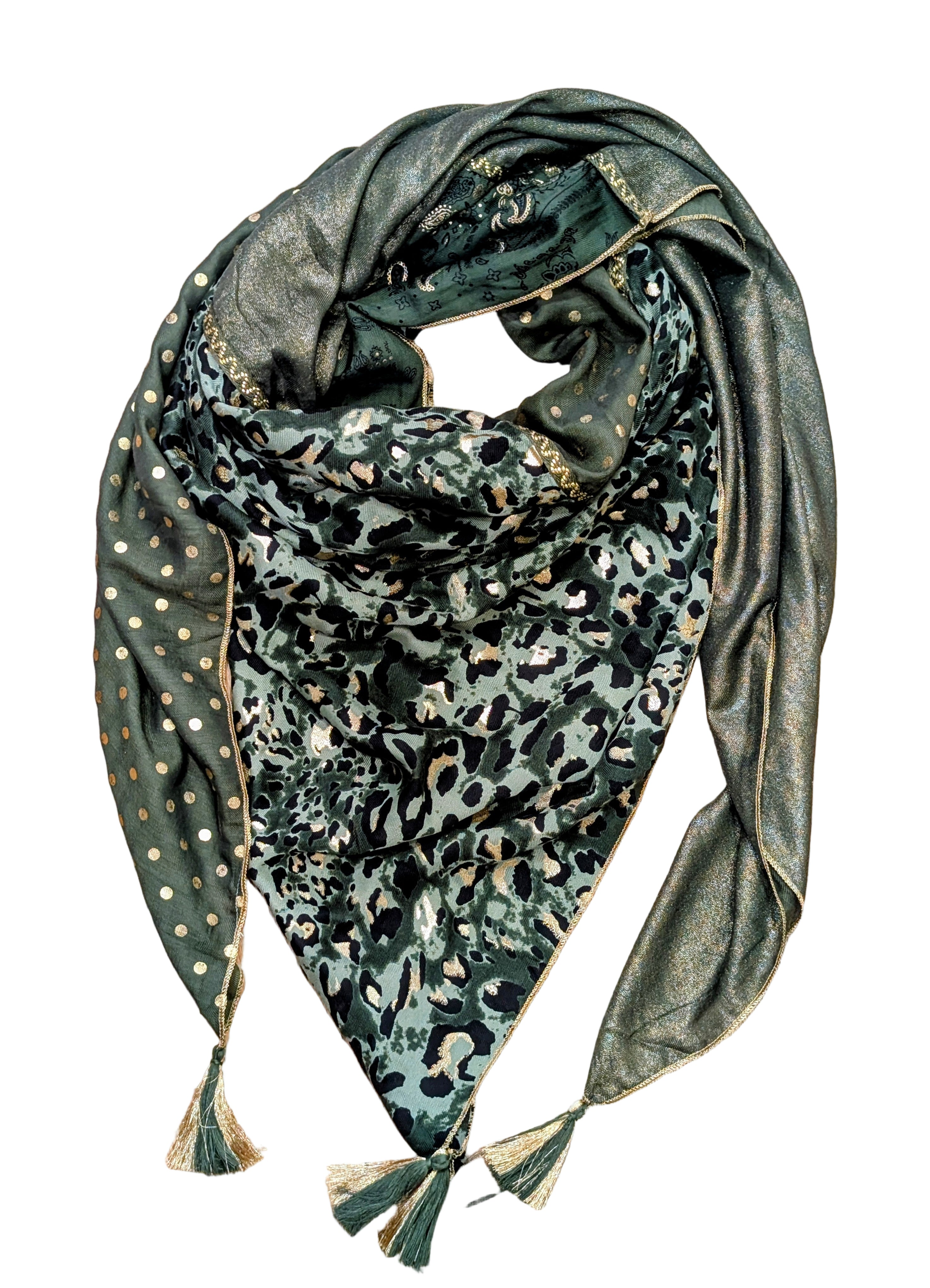 Foulard en carré 4 en 1 - Kaki