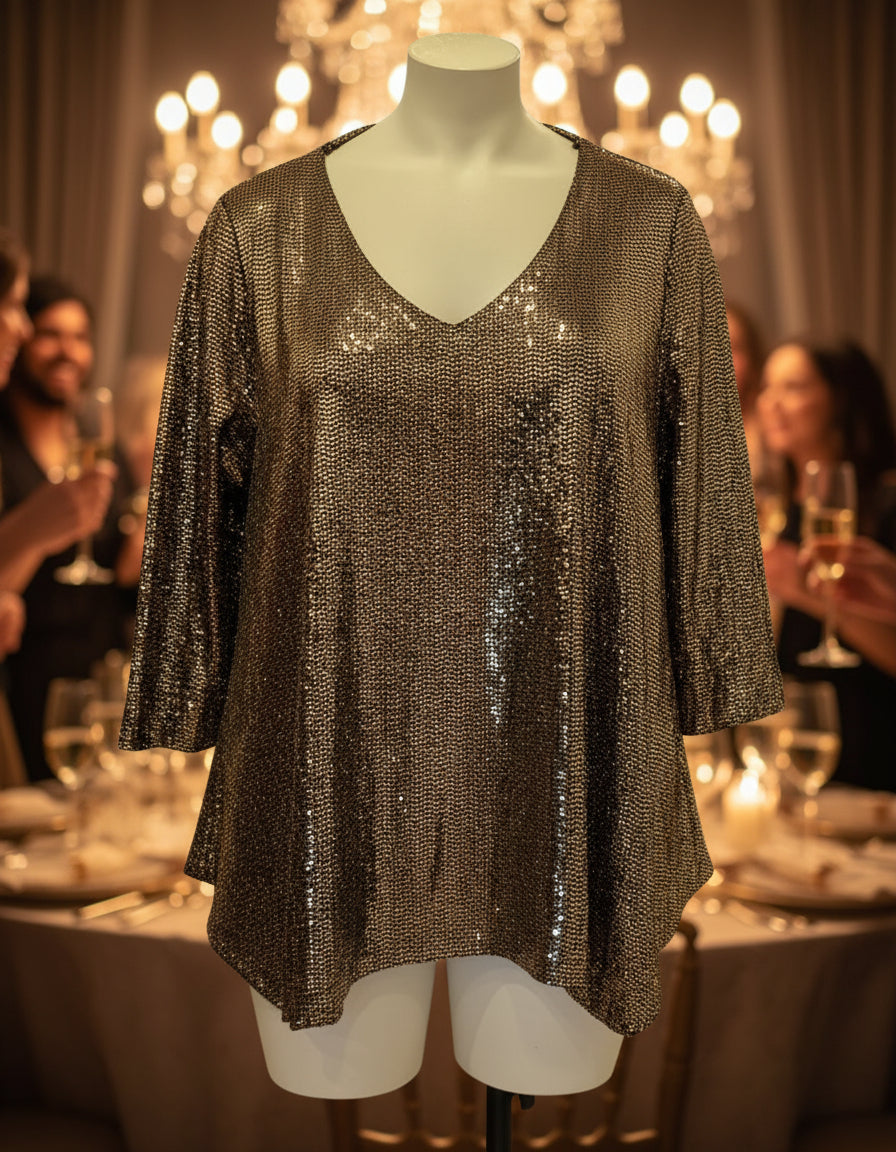 Tunique KATY Courte Pailletée - Dorée