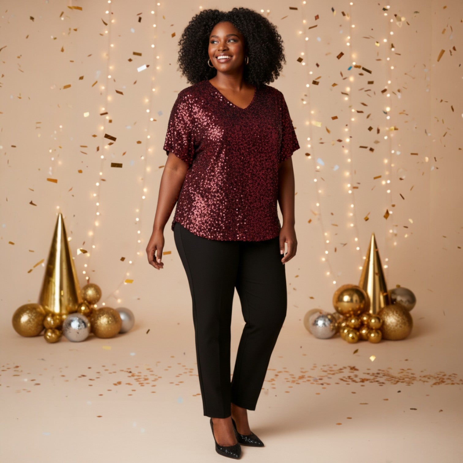 Tunique manches courtes à sequins