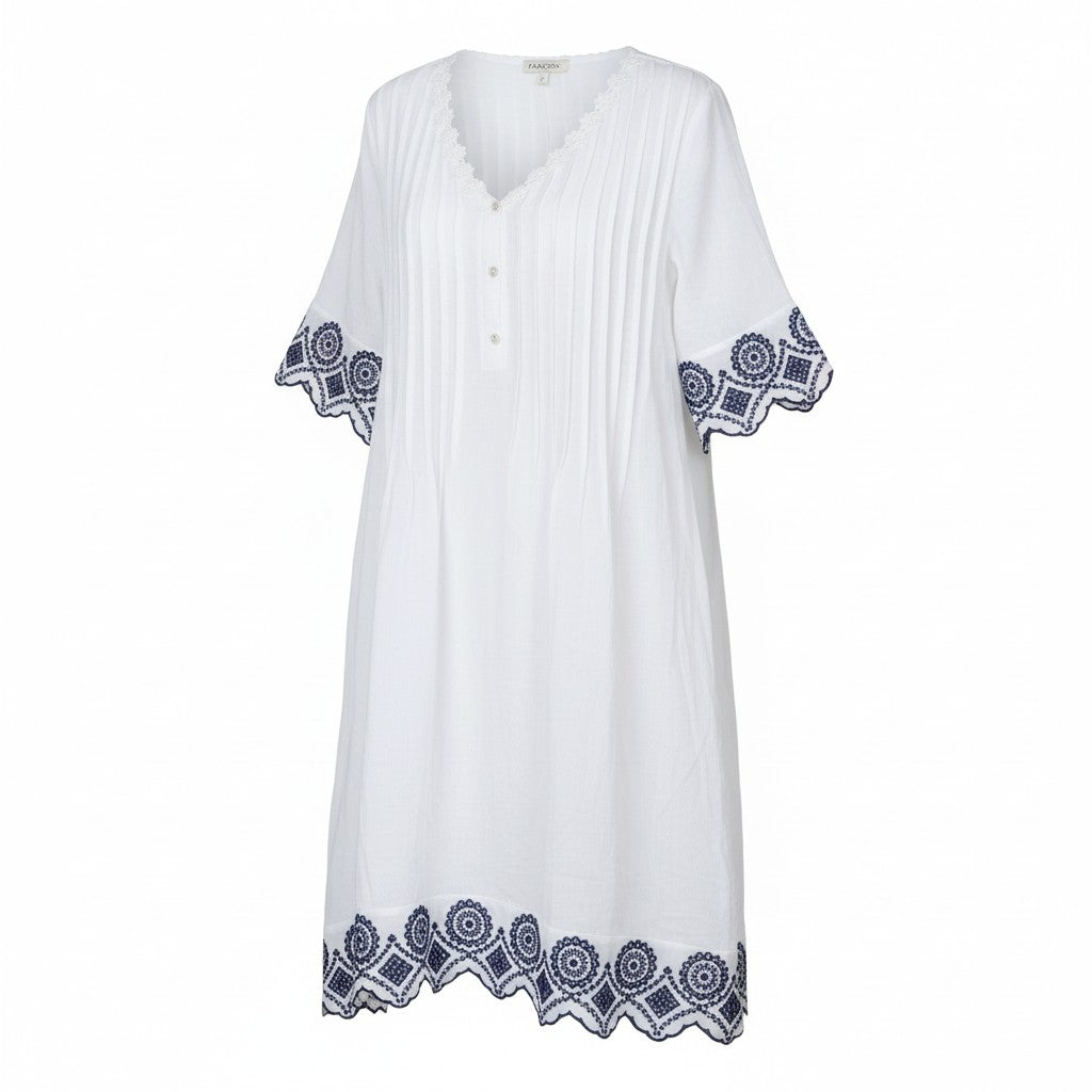 Robe d'été avec broderie bleu (42-46)