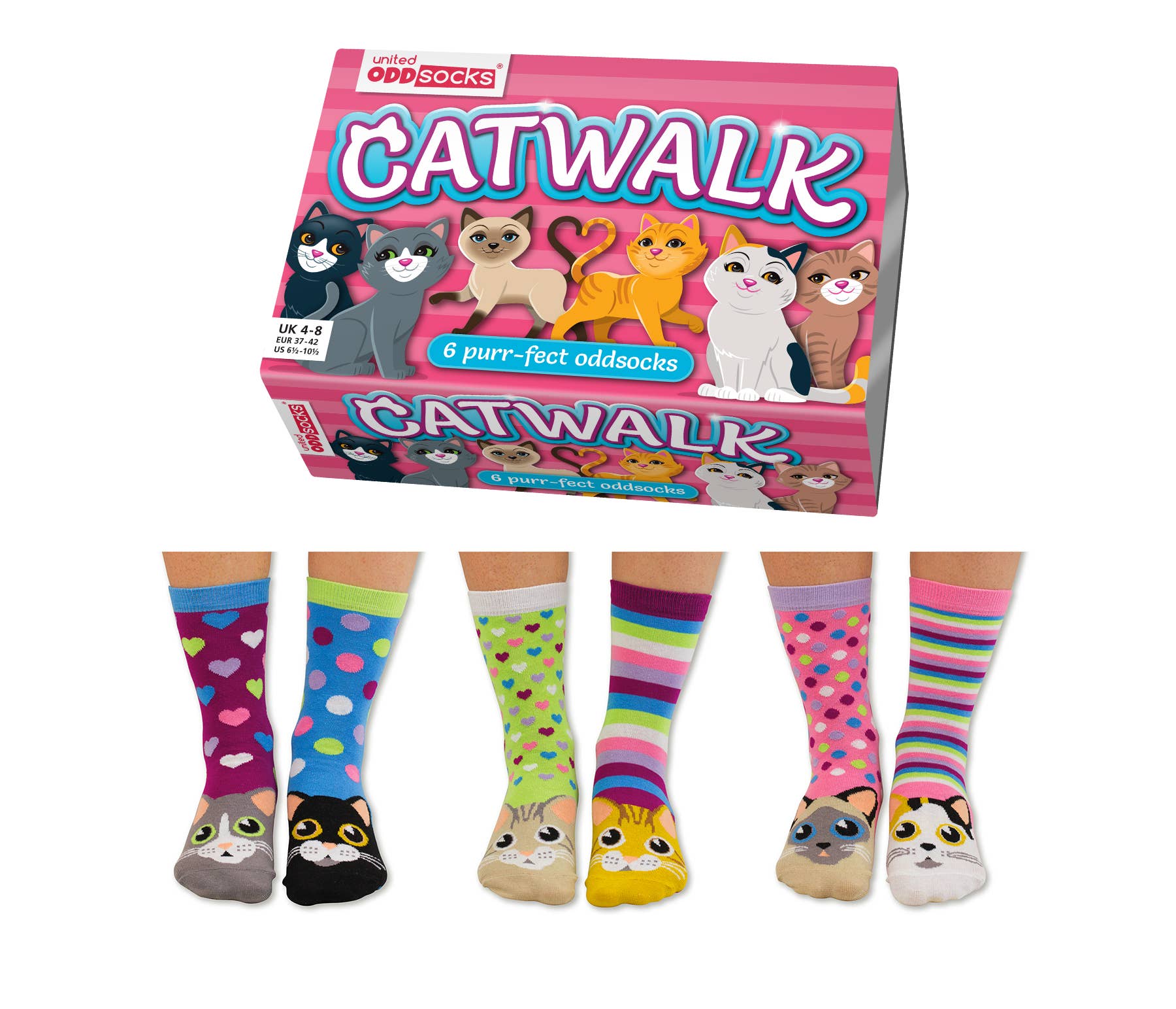 CATWALK | Coffret cadeau de 6 chaussettes dépareillées - 37-42