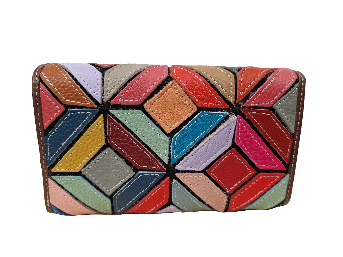 Portefeuille en cuir losange