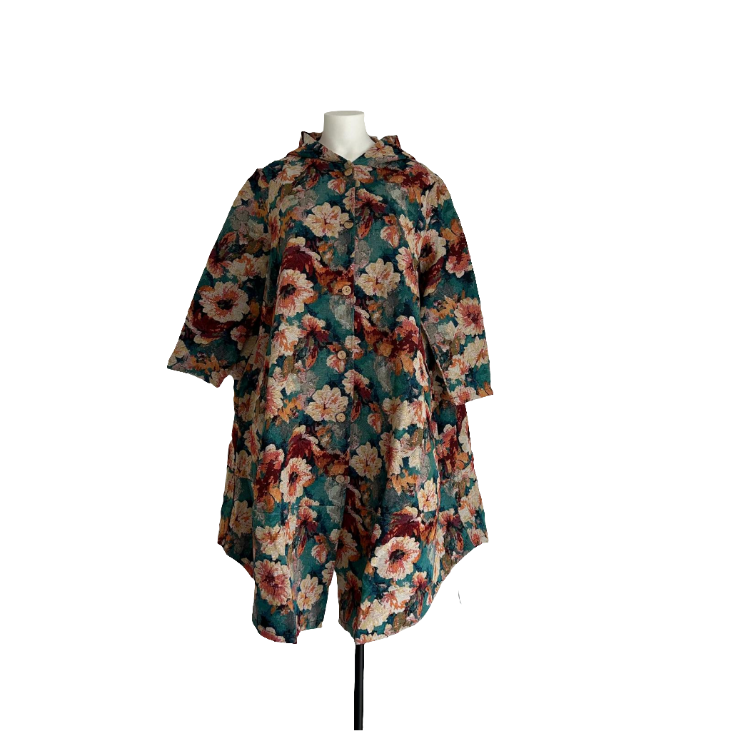 Veste avec capuche coupe évasée