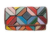 Portefeuille en cuir losange