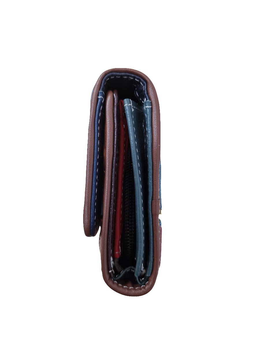 Portefeuille en cuir losange