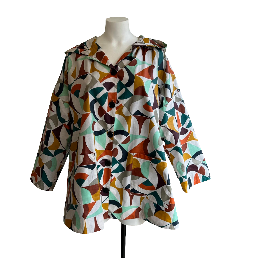 Veste imperméable à capuche - Géométrique