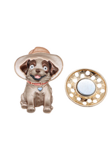 Broche aimantée - Chien au chapeau