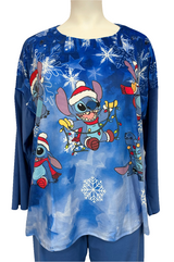 Pyjama en velours - Stitch bleu guirlande