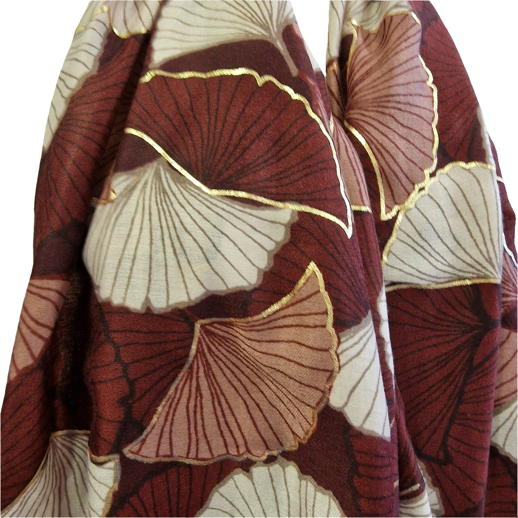 Foulard feuilles de Gynko et doré