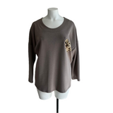 Sweat col rond coeur léopard