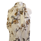 Foulard blanc et fleurs dorées