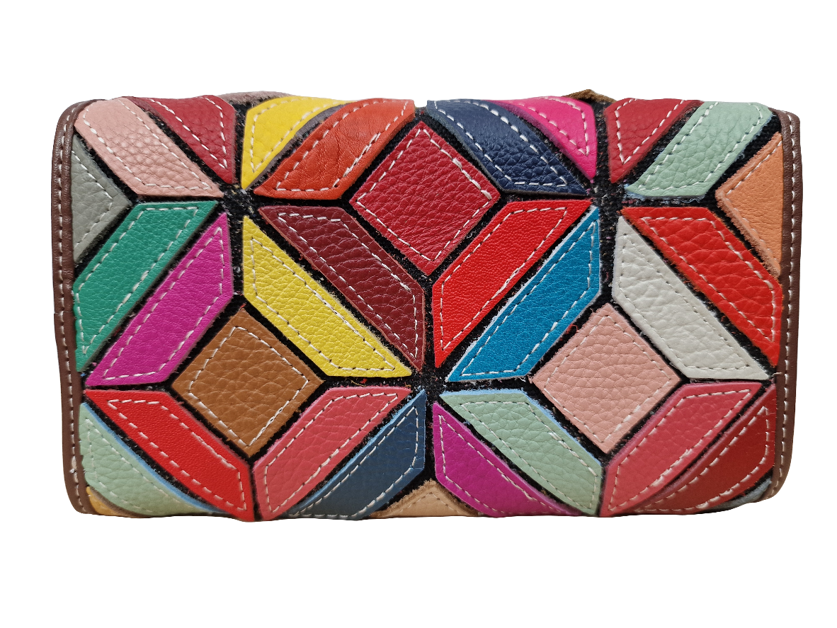 Portefeuille en cuir losange