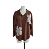 Chemise sweat avec fleurs brodées et sequins