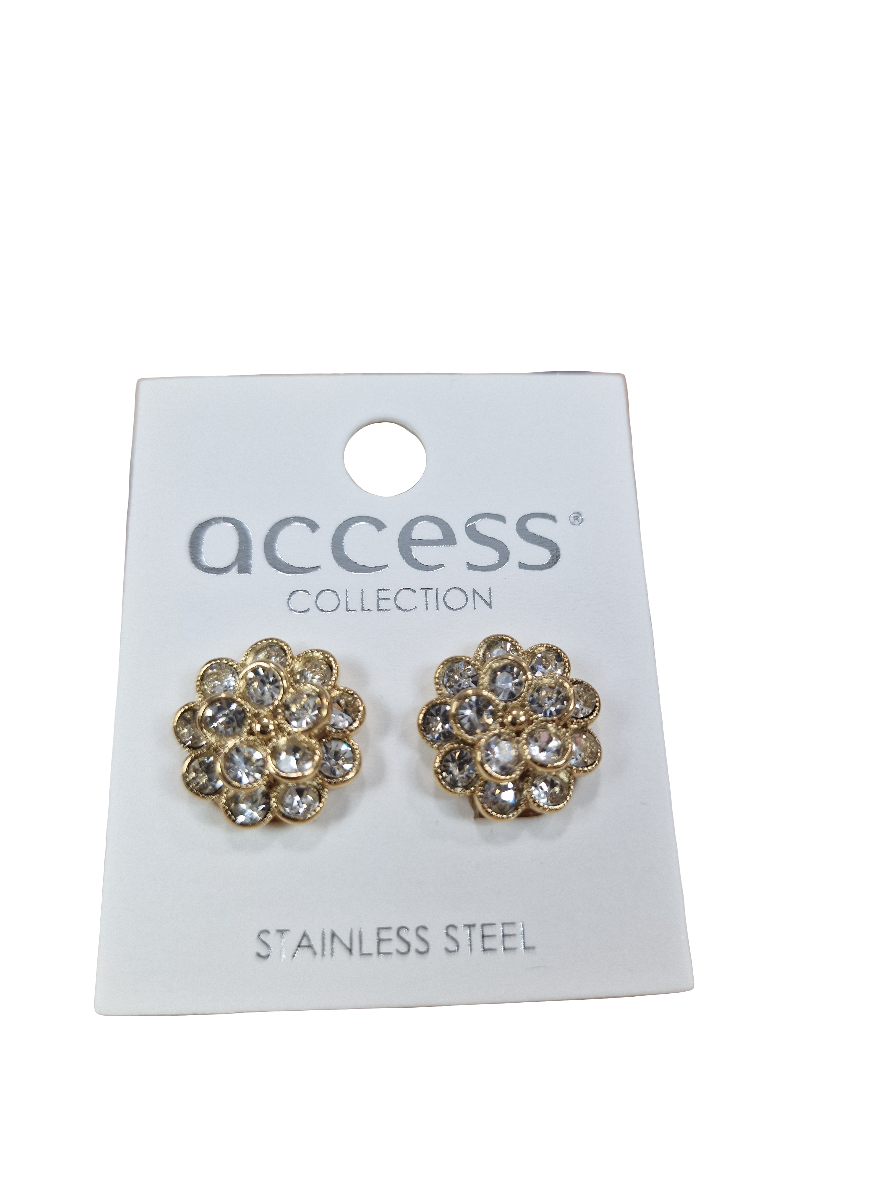 Boucles d'oreilles Clip - Fleur dorée et brillante
