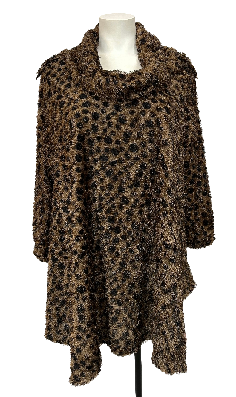 Pull KATY col boule - Léopard poilu