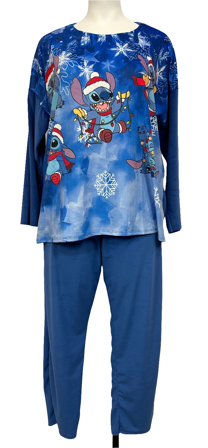Pyjama en velours - Stitch bleu guirlande