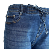Pantalon jeans avec nœud à la taille coupe droite