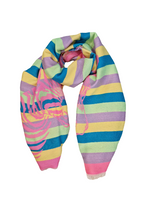 Écharpe avec franges de couleur fluo avec un zèbre