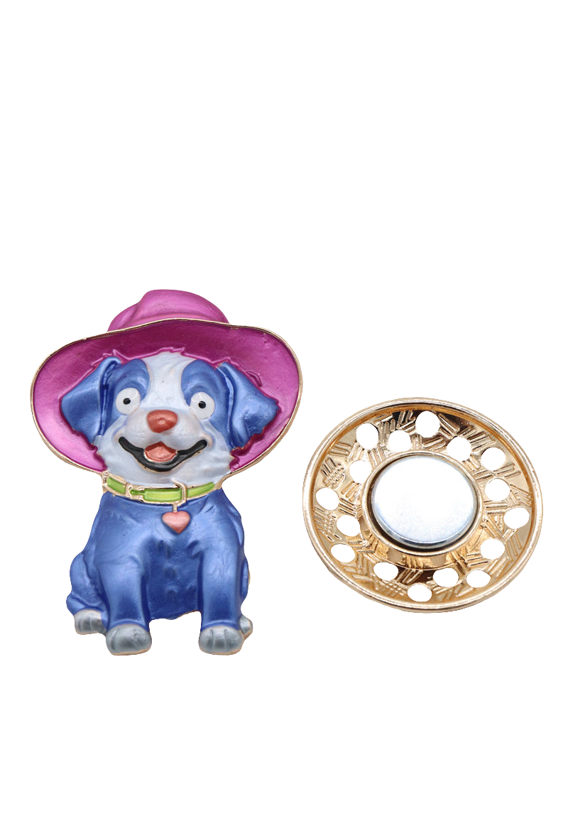 Broche aimantée - Chien au chapeau