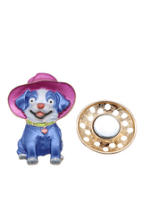 Broche aimantée - Chien au chapeau