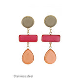 Boucles d'oreilles - Rond, rectangle et goutte Rose