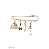 Broche épingle à nourrice avec pendentifs "Fashion Paris"