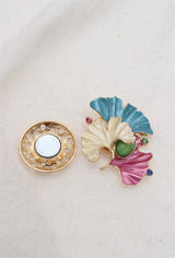 Broche aimantée - Feuille gynko et pierre