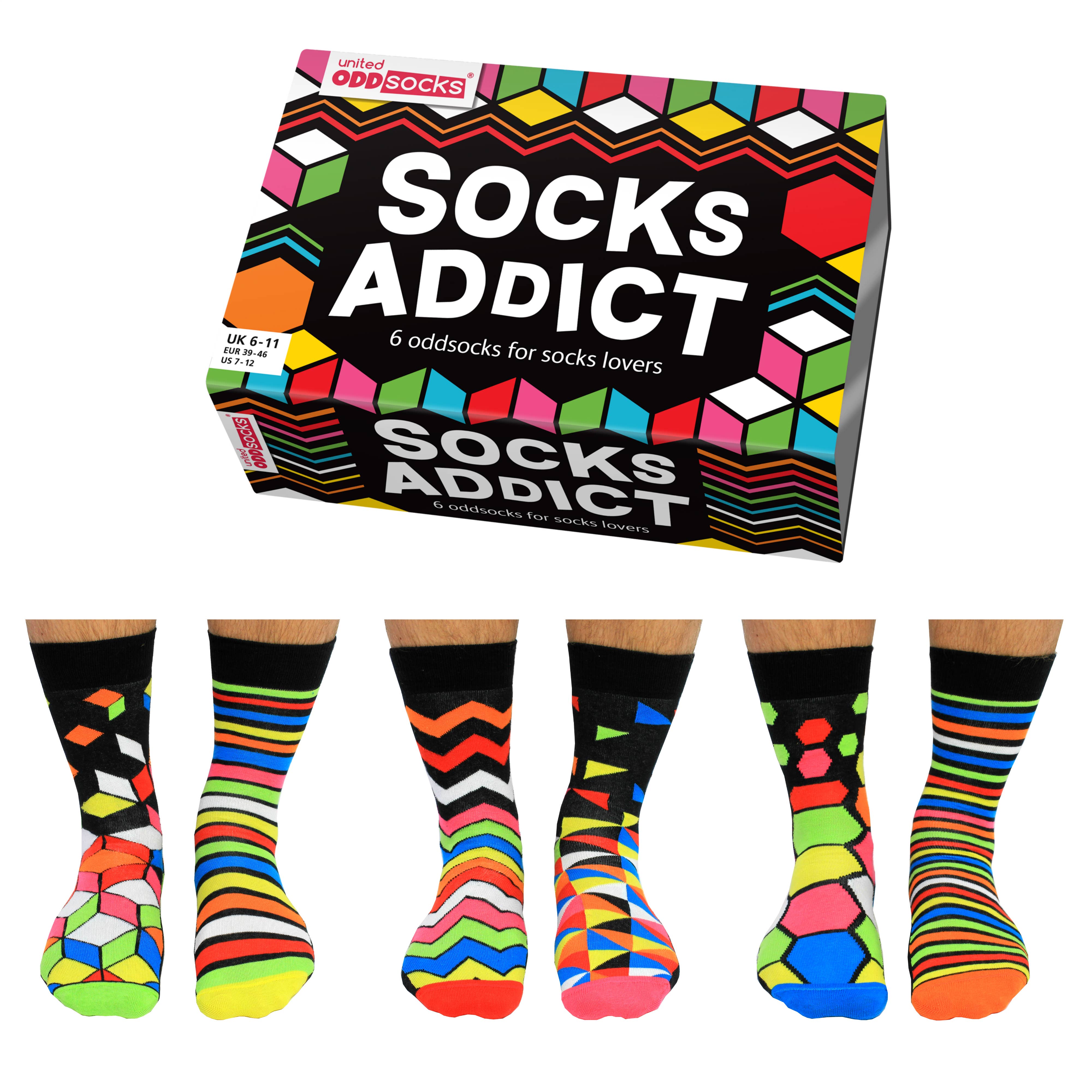 SOCKS ADDICT | Coffret cadeau de 6 chaussettes dépareillées - 39-46
