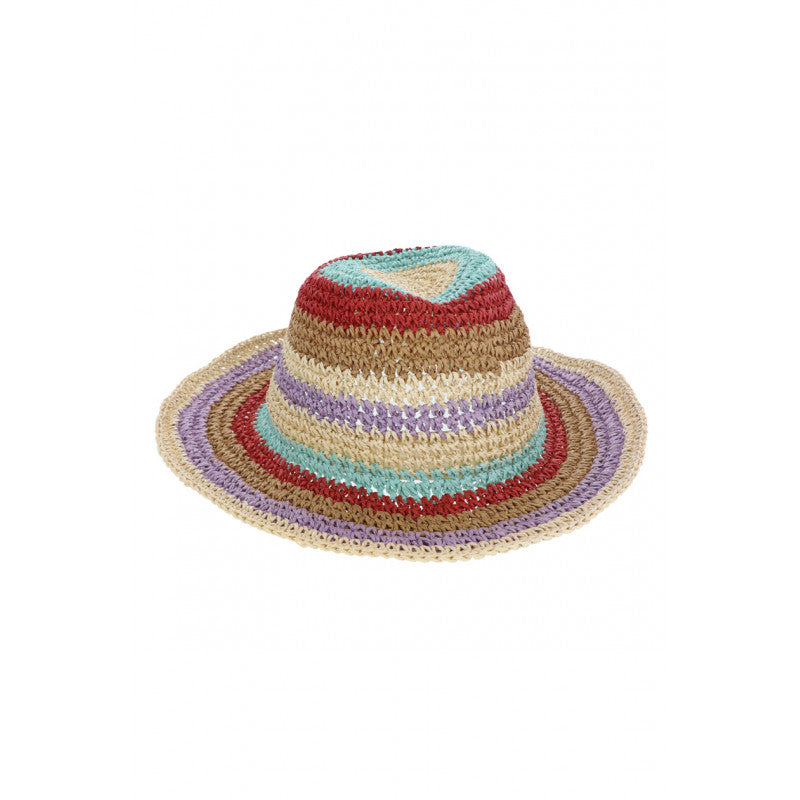 Chapeau de paille avec lignes colorées