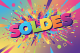 image super colorées avec le mot SOLDES