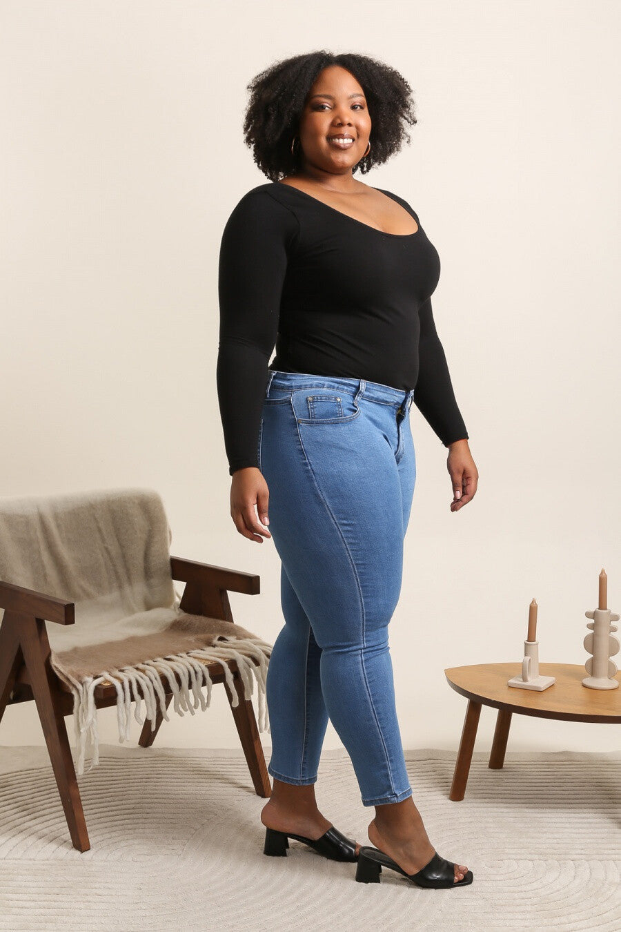 Pantalon Jean avec bouton et tirette