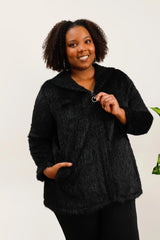 Veste douce avec tirette et poches - Noir