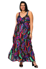 Robe longue - feuilles multicolores