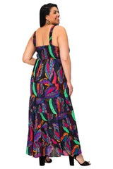 Robe longue - feuilles multicolores
