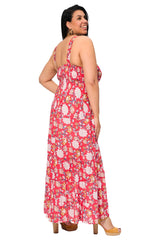 Robe longue - Fleurs Rouge