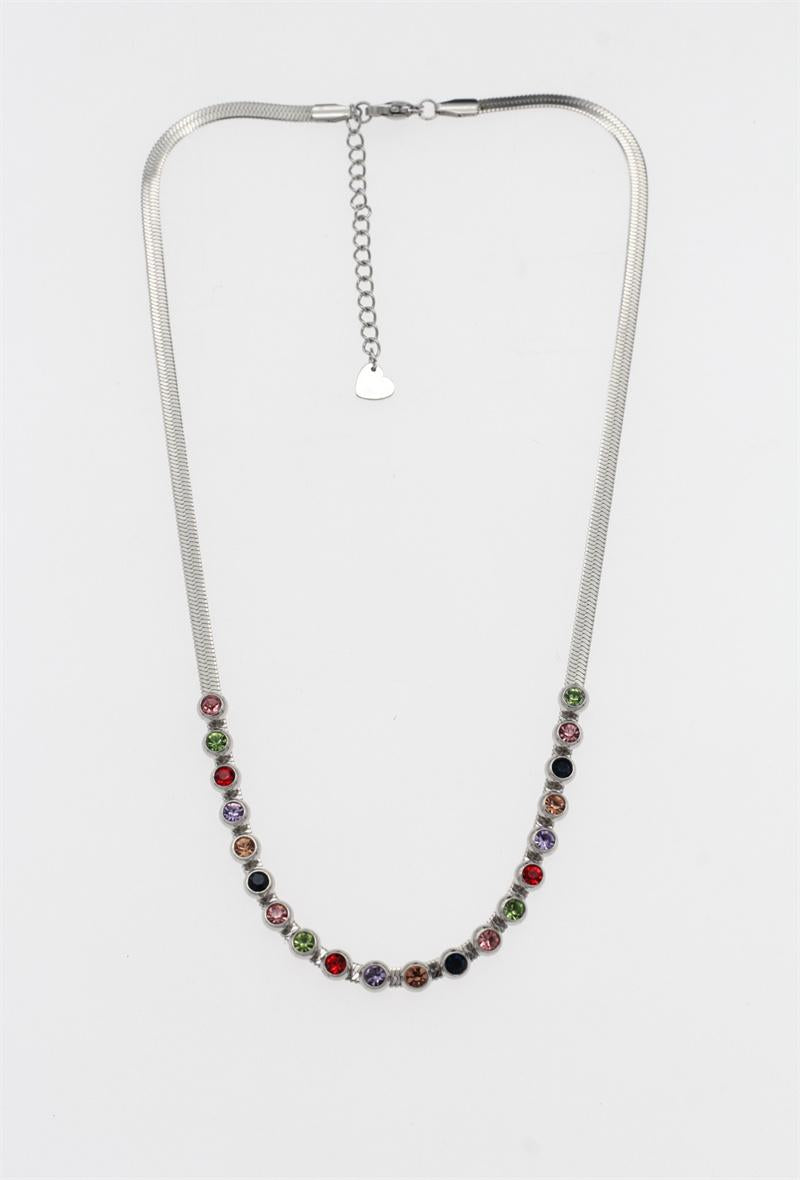 Collier fin avec petites perles de couleur