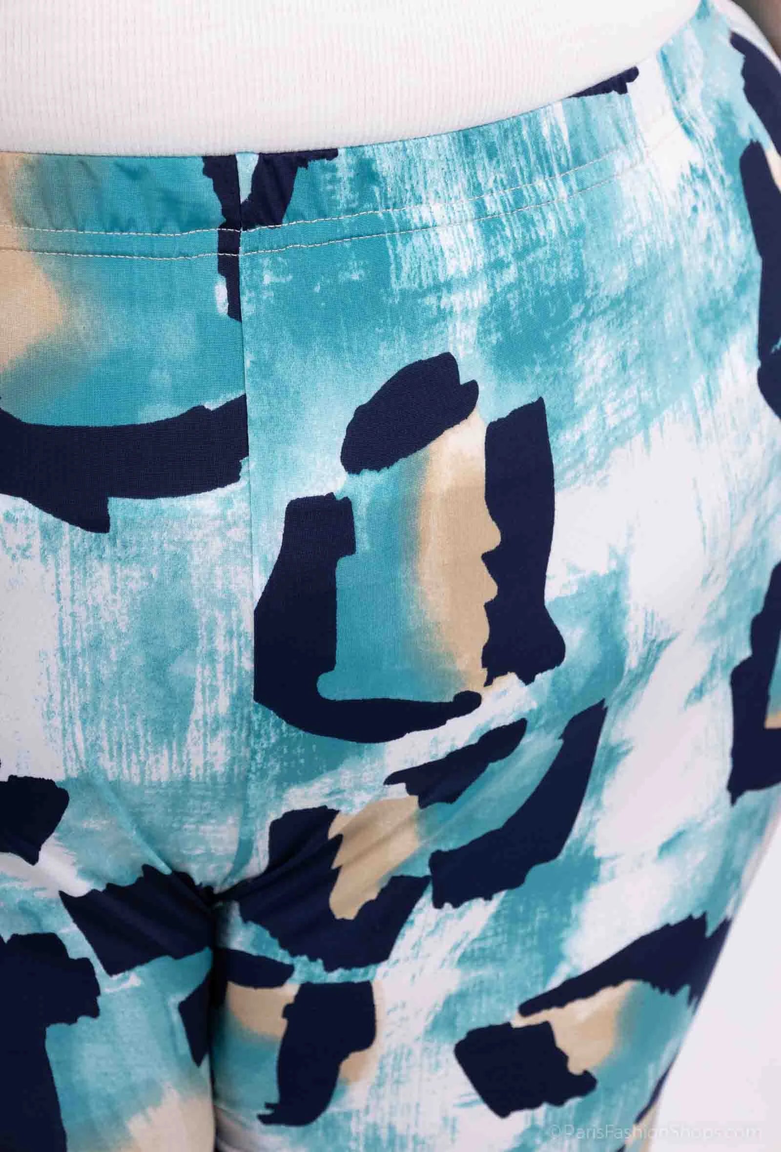 Pantalon fluide bleu imprimé léopard