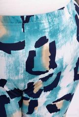 Pantalon fluide bleu imprimé léopard