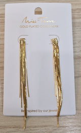 Boucles d'oreilles avec long filaments dorés