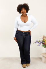 Pantalon jeans coupe flare (évasée) foncé