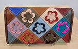 Portefeuille en cuir fleurs