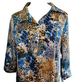 Robe chemise longue satinée - Panthère bleue