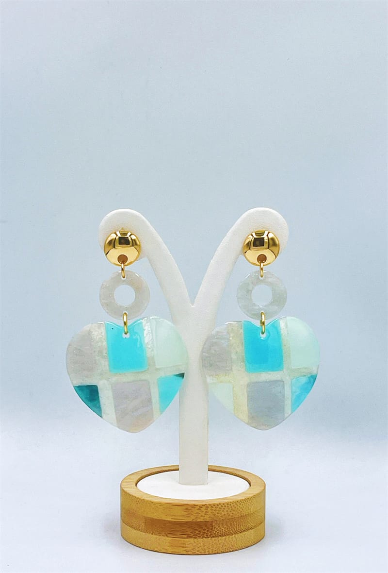 Boucles d'oreilles - Coeurs à carreaux