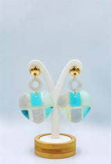 Boucles d'oreilles - Coeurs à carreaux