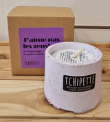 Bougie artisanale - J'aime pas les gens! (Violette)