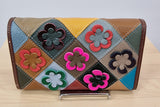 Portefeuille en cuir fleurs